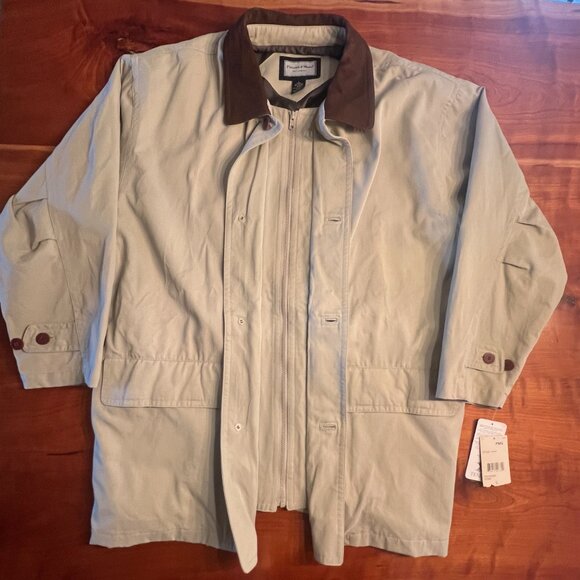 Preswick & Moore Men's XL Barn Lined Chore Coat Brown Field Button Up & Zip - Picture 2 of 3
